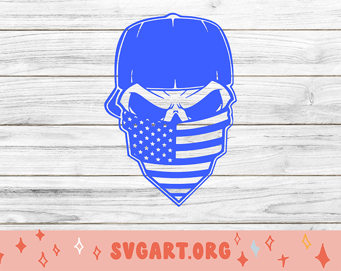 American Flag Bandana Skull SVG