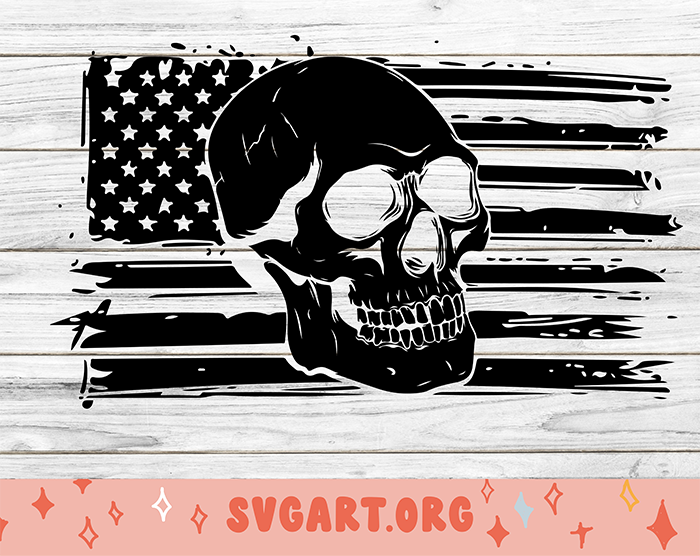 Distressed American Flag Skull SVG