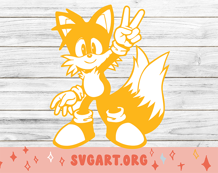 Sonic Tails Peace Sign SVG
