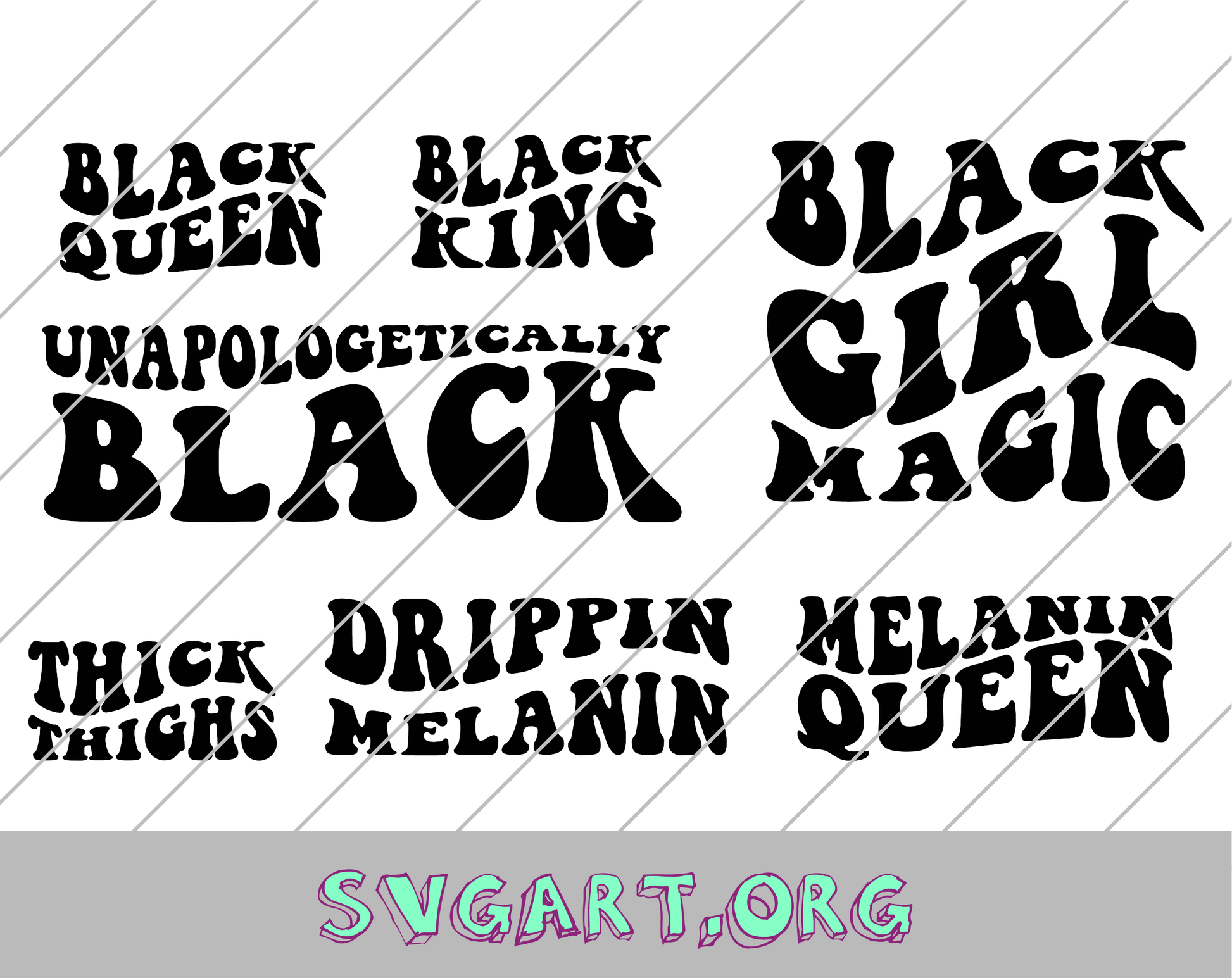 African American Wave Font Bundle SVG