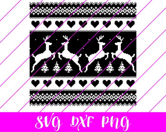 Fair Isle Reindeer Pattern SVG