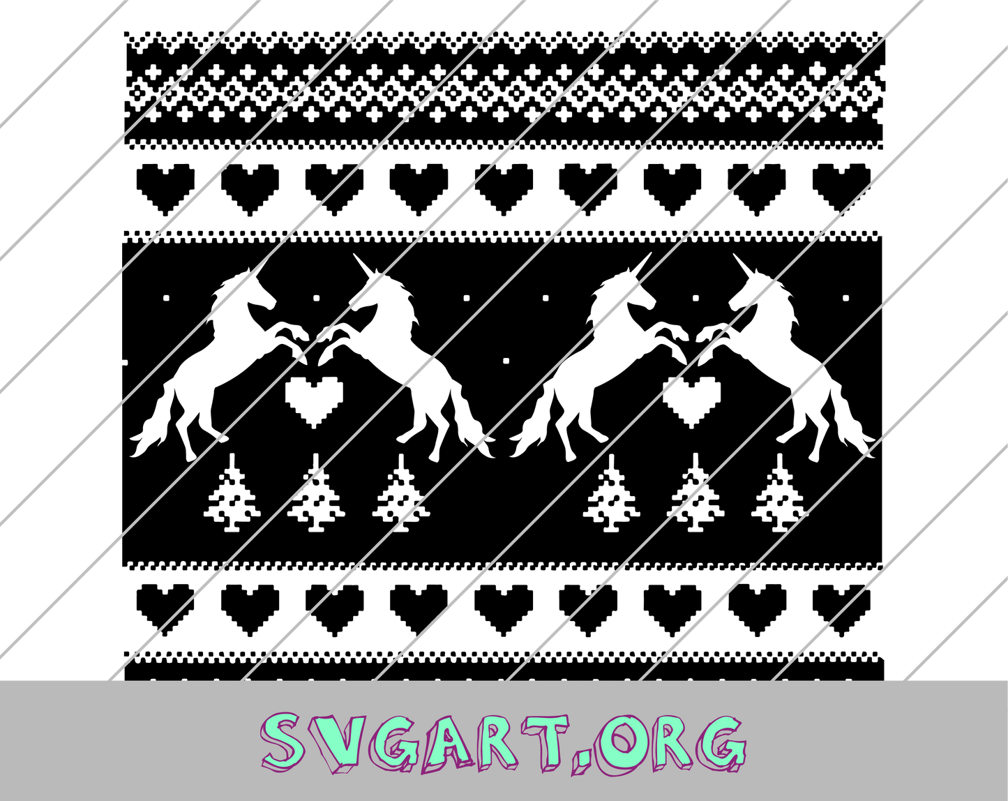 Fair Isle Unicorn Pattern SVG