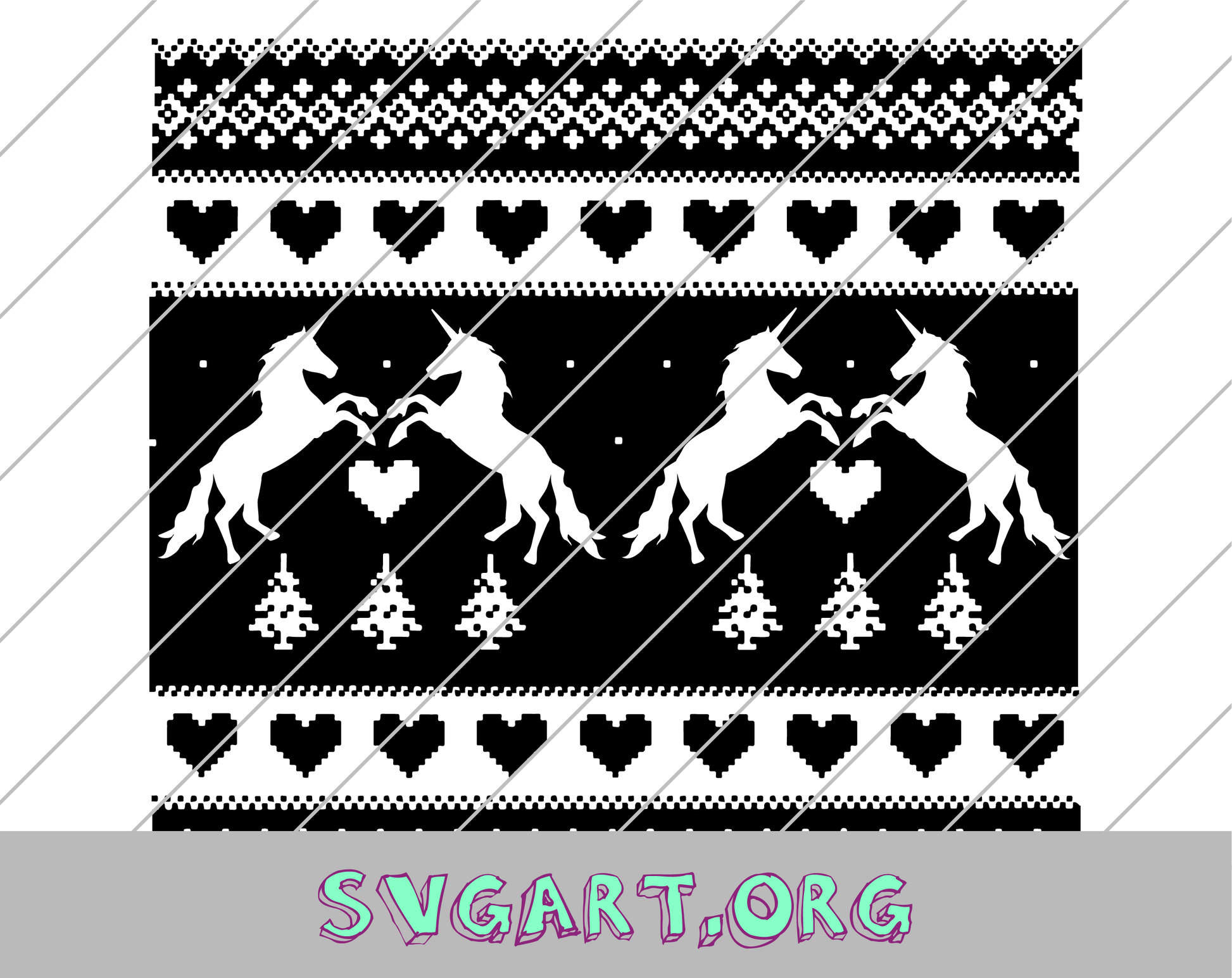 Fair Isle Unicorn Pattern SVG