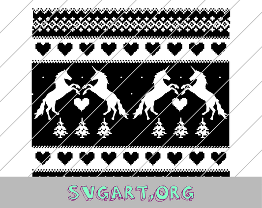 Fair Isle Unicorn Pattern SVG