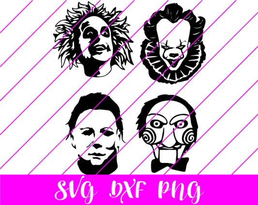Horror Movie Characters Pennywise Beetlejuice Michael Myers SVG