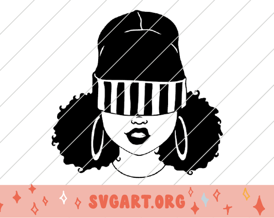 African American Girl With Beanie SVG