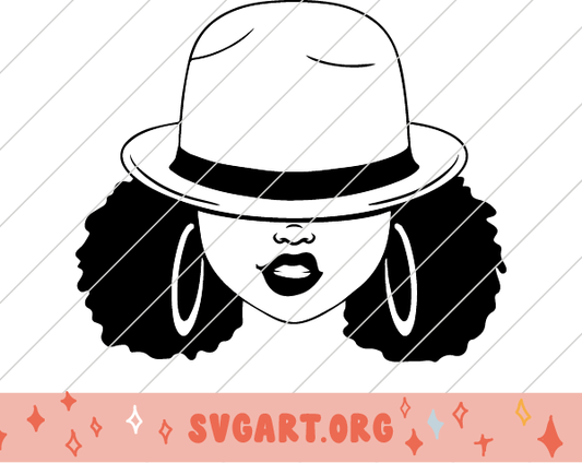 African American Girl with Hat SVG