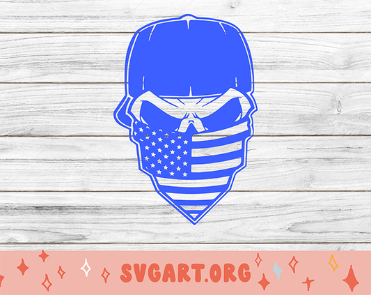 American Flag Bandana Skull SVG