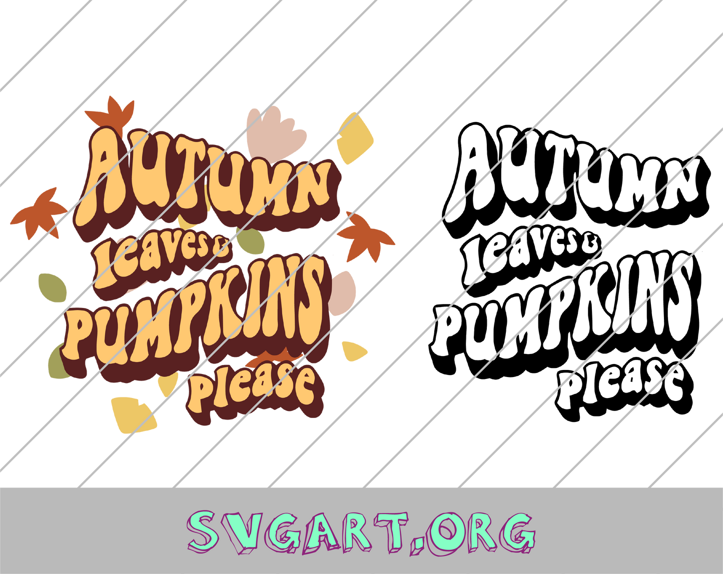 Autumn Leaves and Pumpkins Please Wave Font SVG