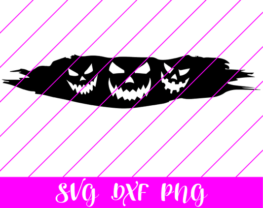 Creepy Halloween Faces in a Dark Hole SVG