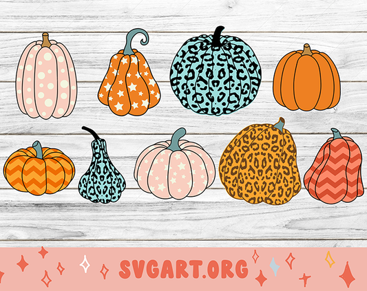 Cute Pumpkins With Patterns SVG