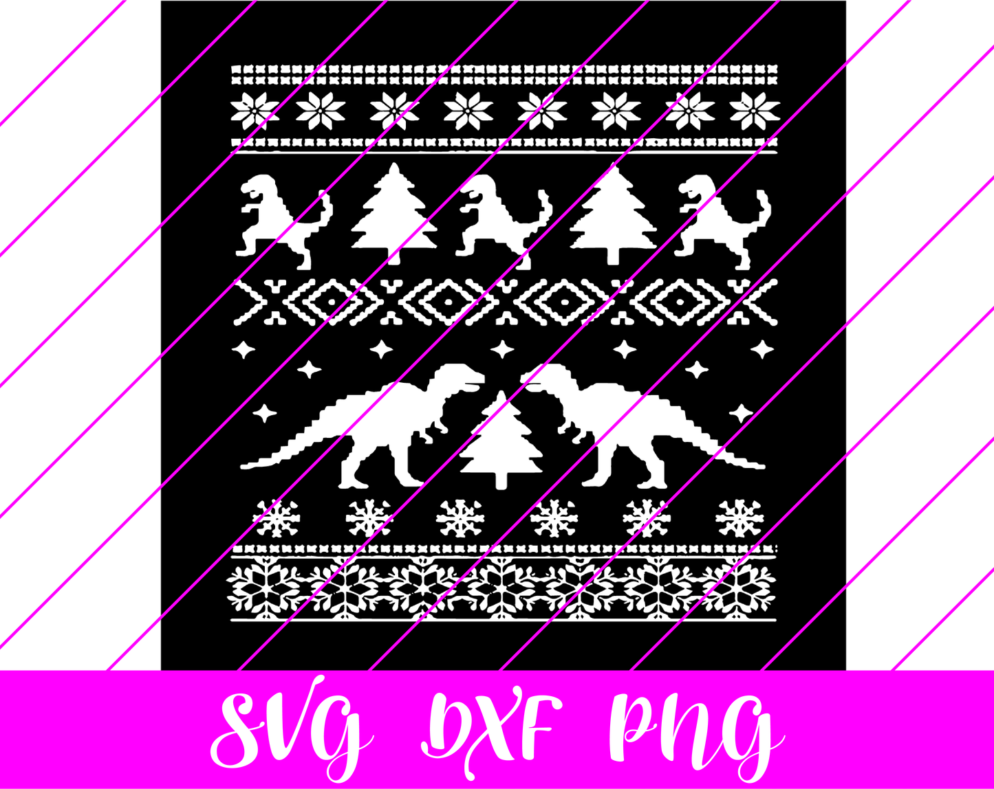 Dinosaur Christmas Pattern SVG