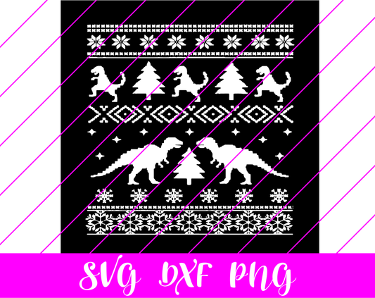 Dinosaur Christmas Pattern SVG