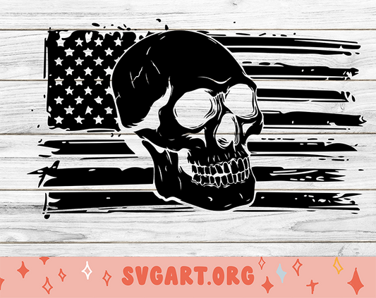 Distressed American Flag Skull SVG