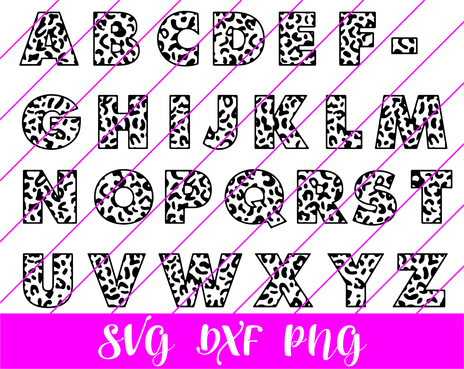 Leopard print letters SVG