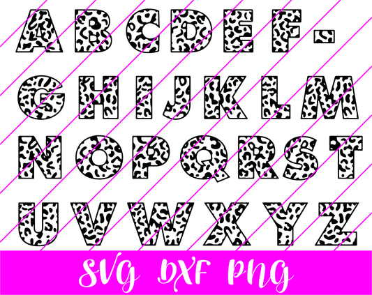 Leopard print letters SVG