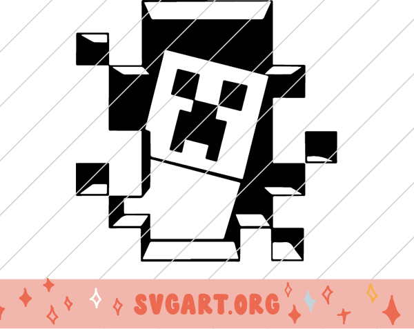 Minecraft Creeper Breaking Wall SVG