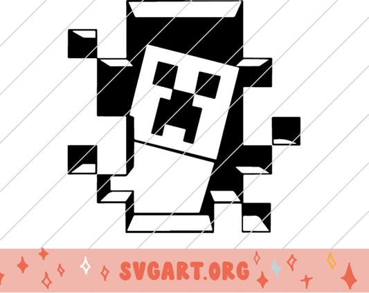 Minecraft Creeper Breaking Wall SVG