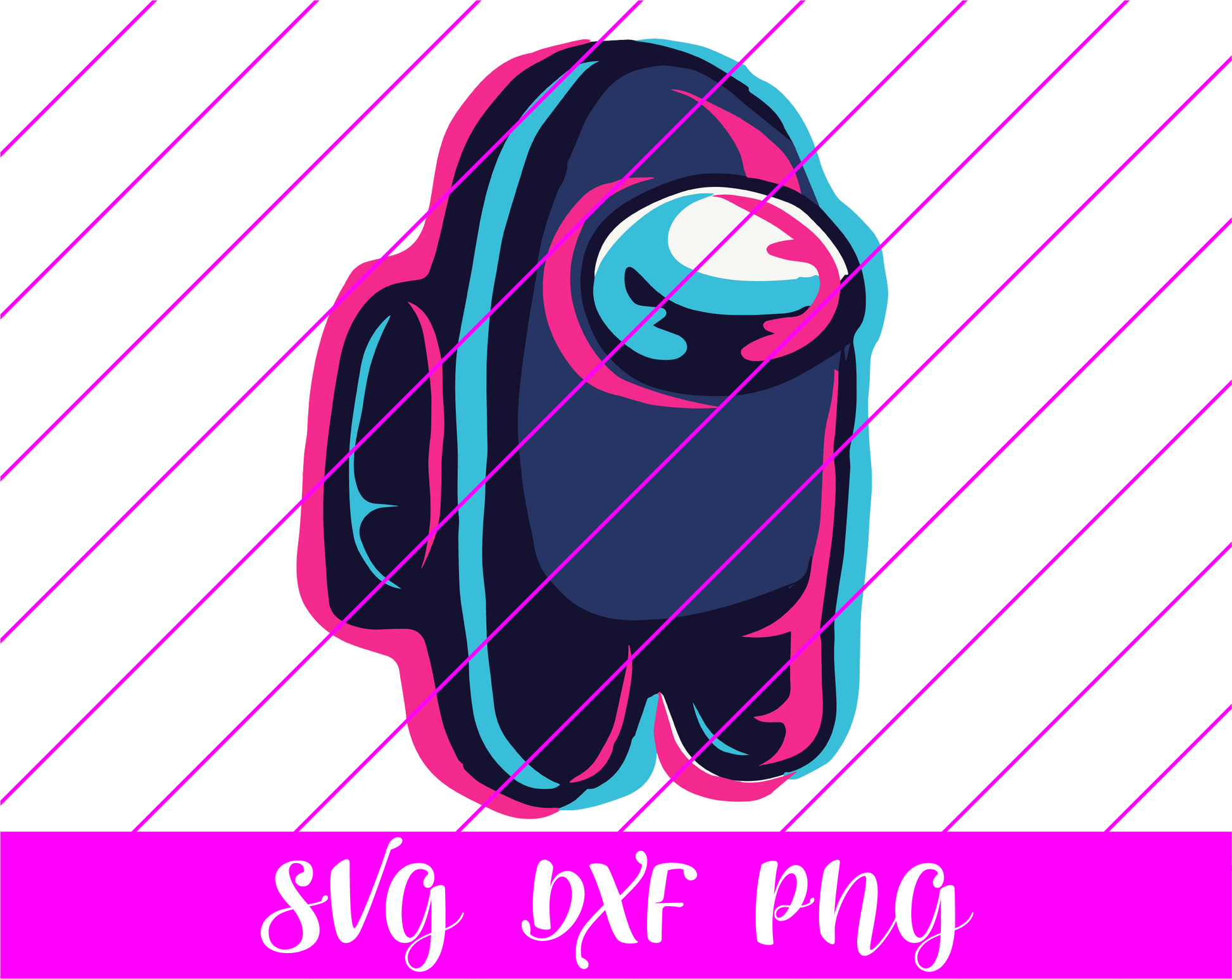 Among Us Pink Blue 3d SVG