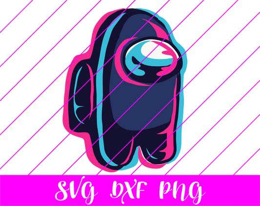 Among Us Pink Blue 3d SVG