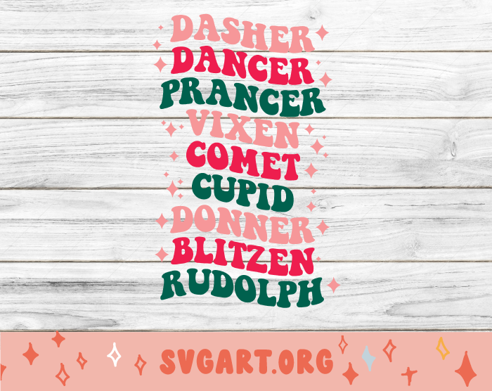 Santas Reindeer Names SVG