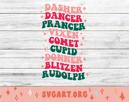 Santas Reindeer Names SVG