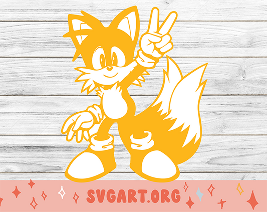 Sonic Tails Peace Sign SVG